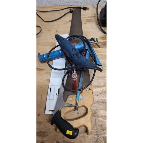 Set of Hand Saws and Assorted Garage Tools