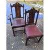 Image 1 : Set of 2 Dark Wood Chairs (1 Armchair 38"T 20"W, 16"D, and 1 Sidechair  38"T, 18"W, 16"D)