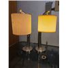 Image 1 : Metal and Dark Wood Finish Base Lamps (Mismatched Shades, 25"T)