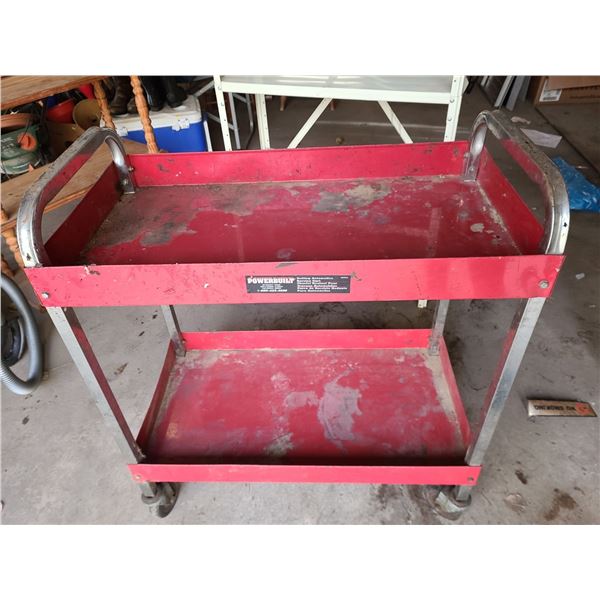 Wheeled Metal Garage Cart with 2 Trays (30"W, 16"D, 36"T) and Garage Shelf ( 29"W, 13"D, 59"T)