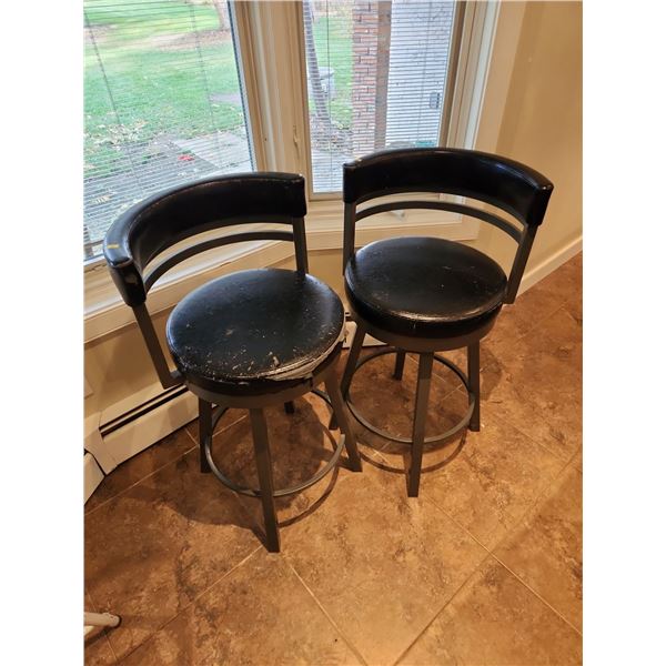 Set of 2 Metal and Vinyl Seat Barstools (36"T20"W, 17"D)