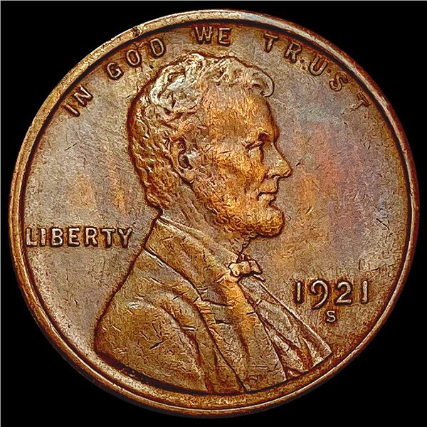 1921-S Wheat Cent CHOICE AU