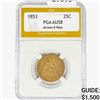Image 1 : 1853 Seated Liberty Quarter PGA AU58 Arrows & Rays