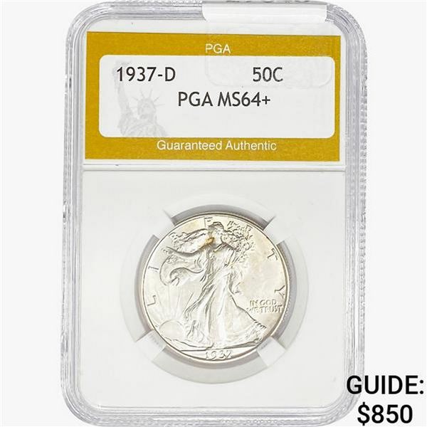 1937-D Walking Liberty Half Dollar PGA MS64+
