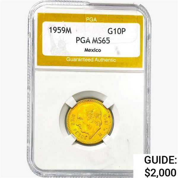 1959M .2411oz. Gold Mexico 10 Pesos PGA MS65