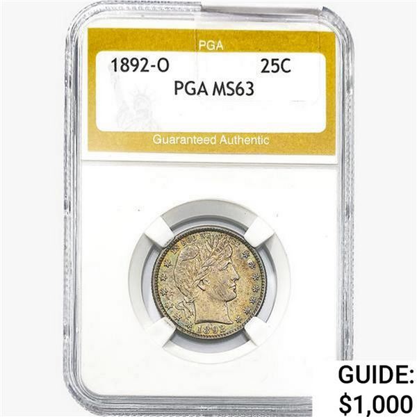 1892-O Barber Quarter PGA MS63