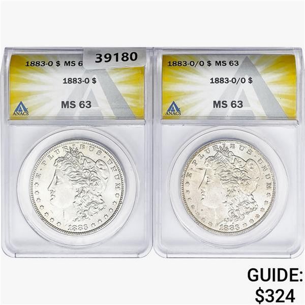 [2] 1883-O&1883-O/O Morgan Silver Dollar ANACS MS63