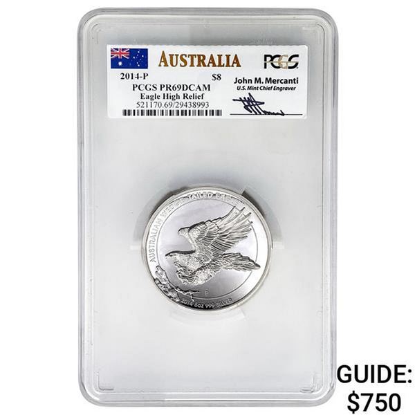 2014 Australia 5oz Silver Eagle High Relief PCGS PR69 DCAM
