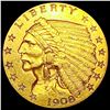 Image 1 : 1908 $2.50 Gold Quarter Eagle CLOSELY UNCIRCULATED