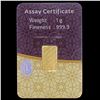 Image 2 : .03215oz Gold Bar Assay Cert. IGR UNCIRCULATED