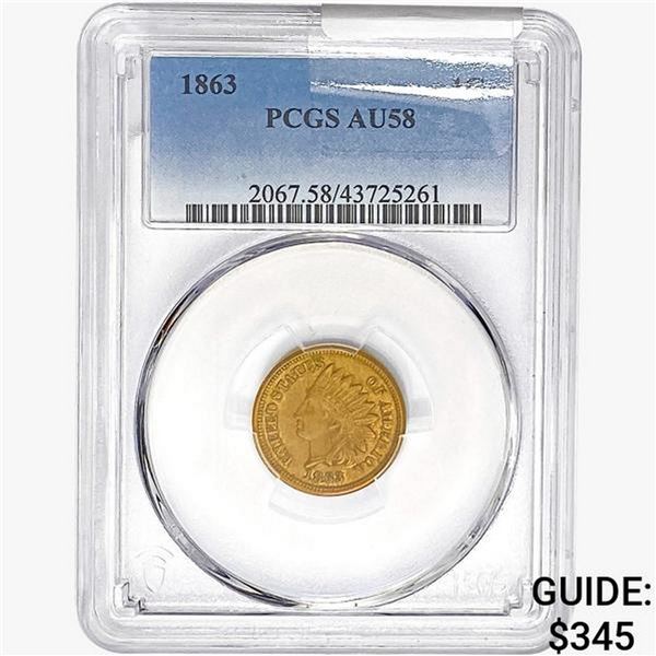 1863 Indian Head Cent PCGS AU58