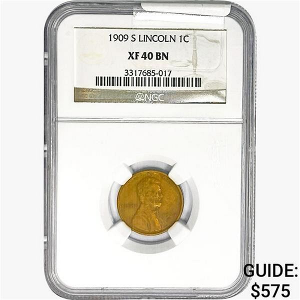 1909-S Wheat Cent NGC XF40 BN