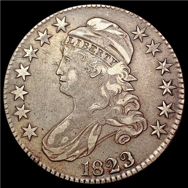 1823 Ugly 3 O-110a Capped Bust Half Dollar LIGHTLY CIRCULATED