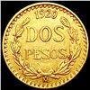 Image 2 : 1920 Mexico 2 Peso Gold .0482oz AGW CLOSELY UNCIRCULATED