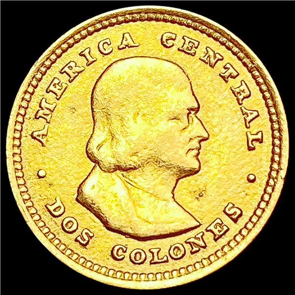 1928 Costa Rica 2 Colones .045oz AGW CLOSELY UNCIRCULATED