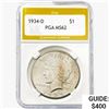 1934-D Silver Peace Dollar PGA MS62