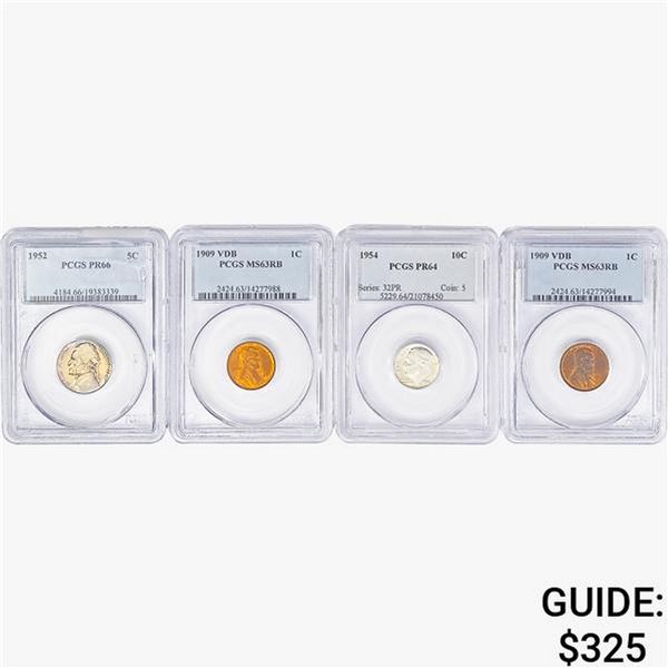 [4] 1909-1954 2 1C, 1 5C, 1 10C PCGS MS/PR