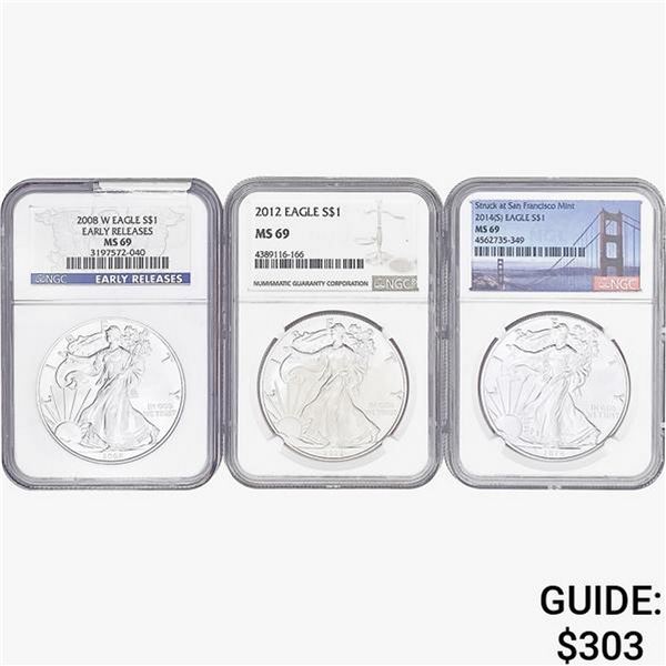 [3] 2008-2014 Silver Eagle NGC MS69