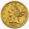 Image 1 : 1901 $5 Gold Half Eagle