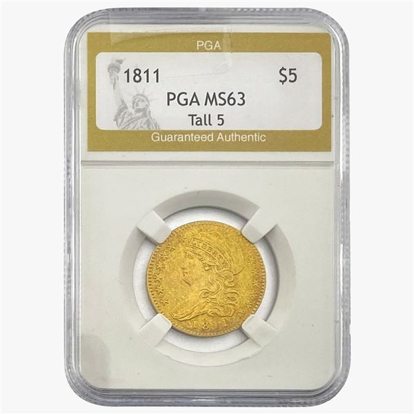 1811 $5 Gold Half Eagle PGA MS63