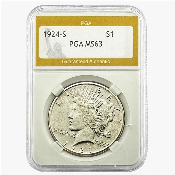 1924-S Silver Peace Dollar PGA MS63