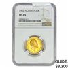 Image 1 : 1902 .25oz Gold Norway 20 Kroner NGC MS65