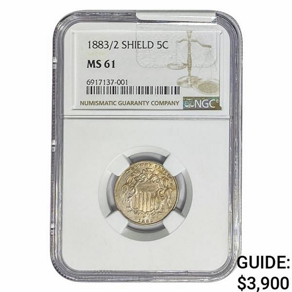 1883/2 Shield Nickel NGC MS61
