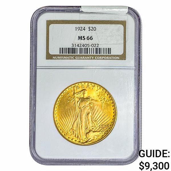 1924 $20 Gold Double Eagle NGC MS66