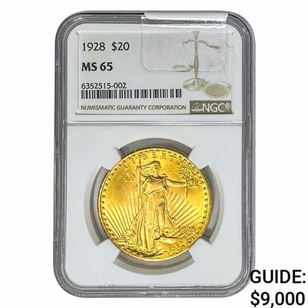 1928 $20 Gold Double Eagle NGC MS65
