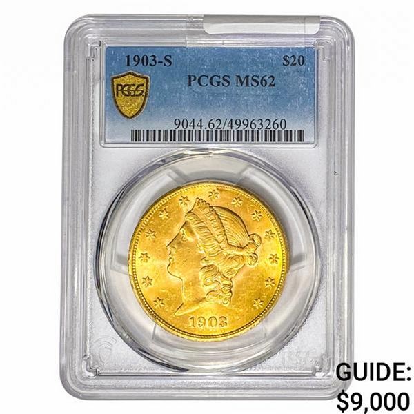 1903-S $20 Gold Double Eagle PCGS MS62