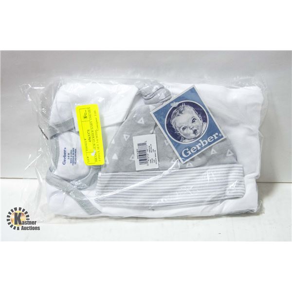 BRAND NEW GERBER BABY ONESIES 4 PIECE SET 3-6 MTHS