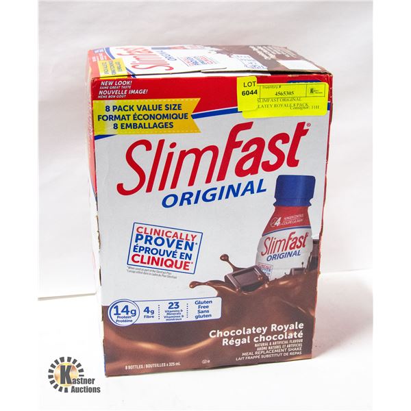 NEW SLIMFAST ORIGINAL CHOCLATEY ROYALE 8 PACK