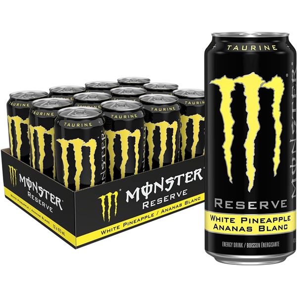 NEW CASE OF 12 MONSTER RESERVE GUARANA WHITE