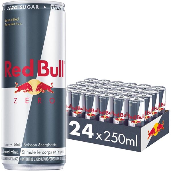 NEW CASE OF 24 RED BULL ZERO ENERGY DRINKS