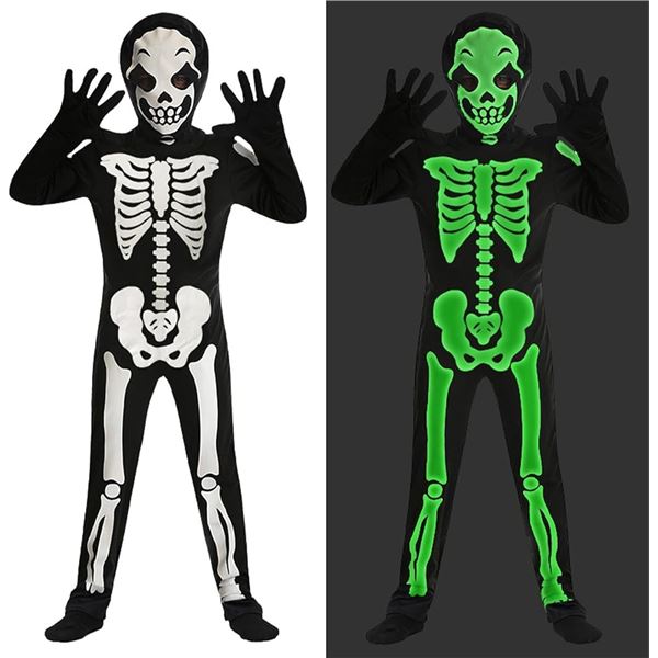 NEW MOMKONZZ KIDS SKELETON COSTUME SIZE LARGE