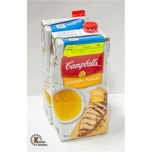 2 NEW CAMPBELLS CHICKEN BROTH NO SALT ADDED