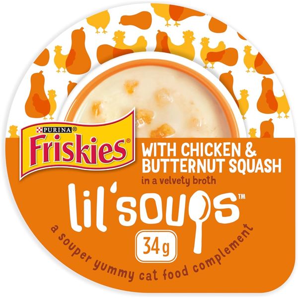 NEW FRISKIES LIL' SOUPS WITH CHICKEN AND BUTTERNUT