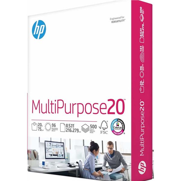 NEW REAM OF HP MULTIPURPOSE20 500 SHEETS OF 8.5X11