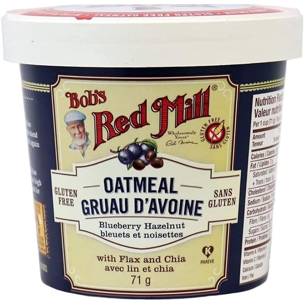 CASE OF 12 X 71G CUPS WITH BOB'S RED MILL GLUTEN