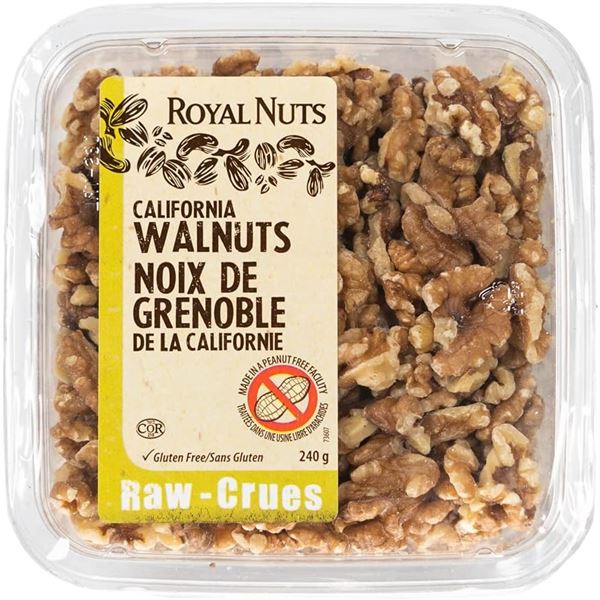 240G TUB OF ROYAL NUTS CALIFORNIA WALNUTS - RAW