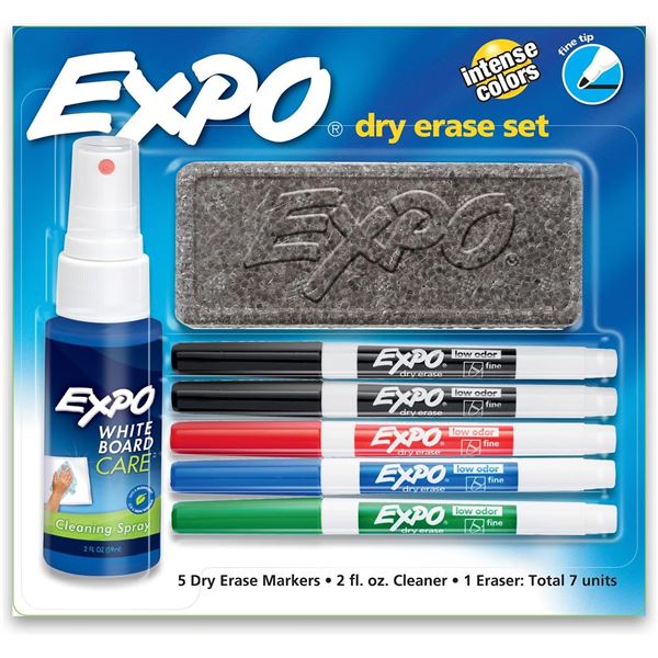 NEW EXPO DRY ERASE SET - MARKERS, CLEANERS AND