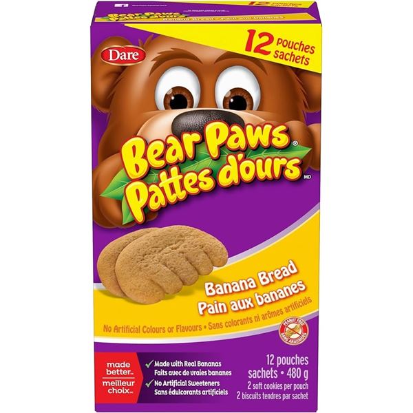 NEW CASE OF DARE BEAR PAWS BANANA BREAD 480G