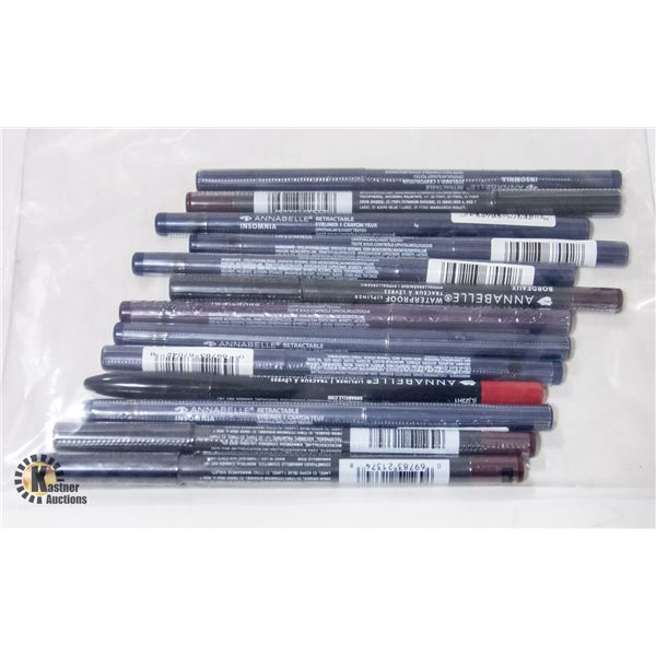 13 NEW ANNABELLE LIP AND EYE LINERS