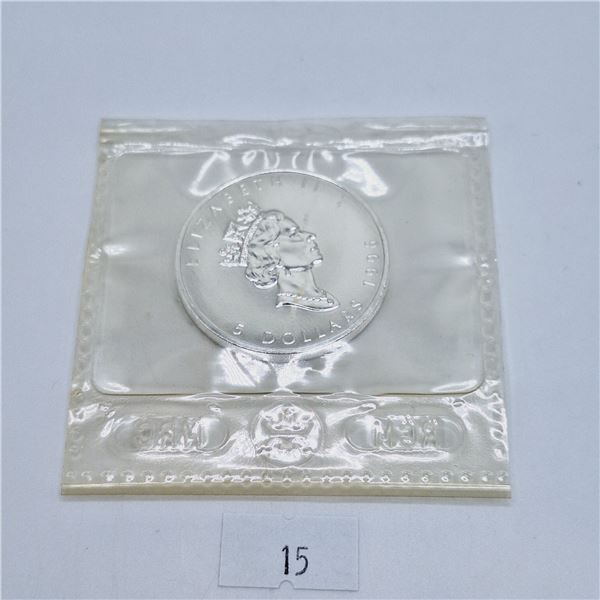 Uncirculated 1996 Canadian Maple Leaf One Troy Ounce Silver Coin