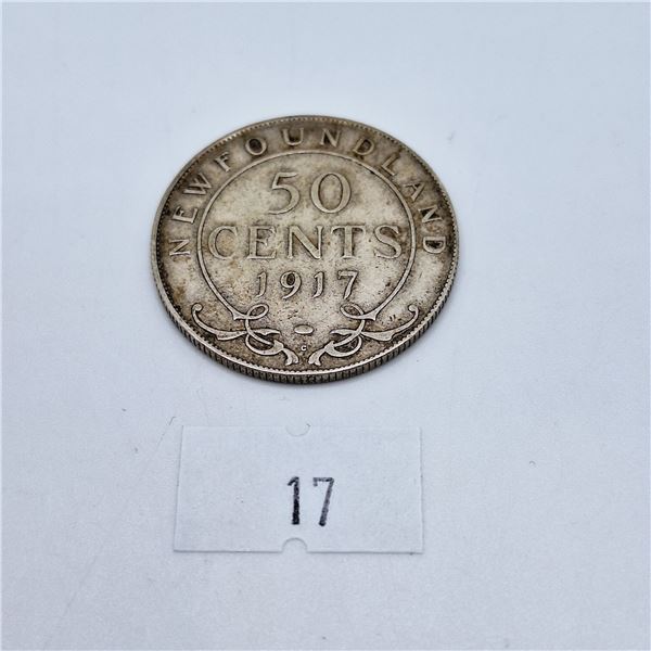 1917 Newfoundland Fifty Cent Coin 5.83g 92.5% Silver