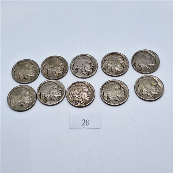 Ten Buffalo Nickels