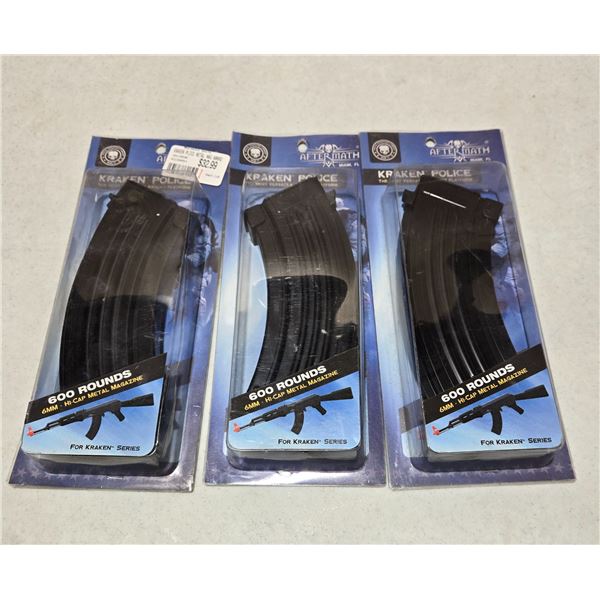 Three  "Aftermath" Kraken Police Airsoft Magazines