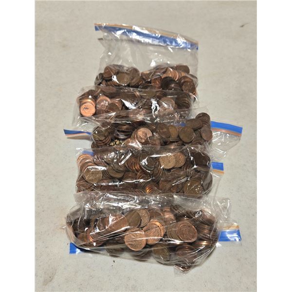 5 Bags of 1 lb Pennies