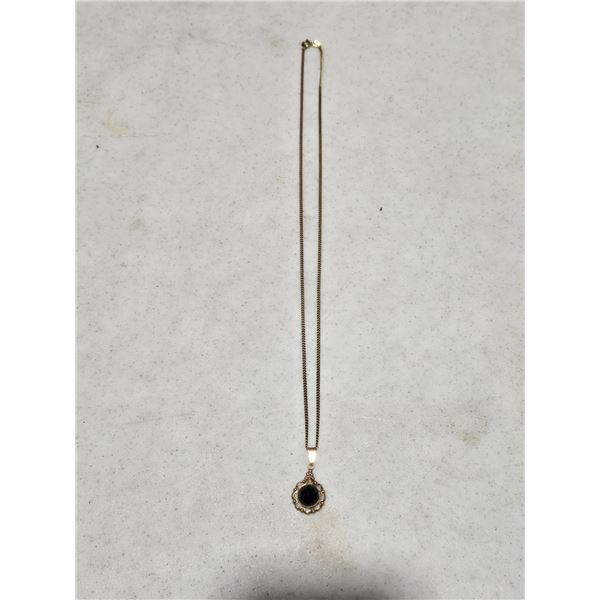 Gold Chain with Garnet Pendant