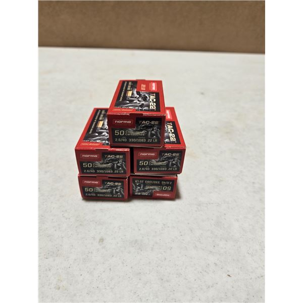 5 boxes Norma TAC .22  ammo
